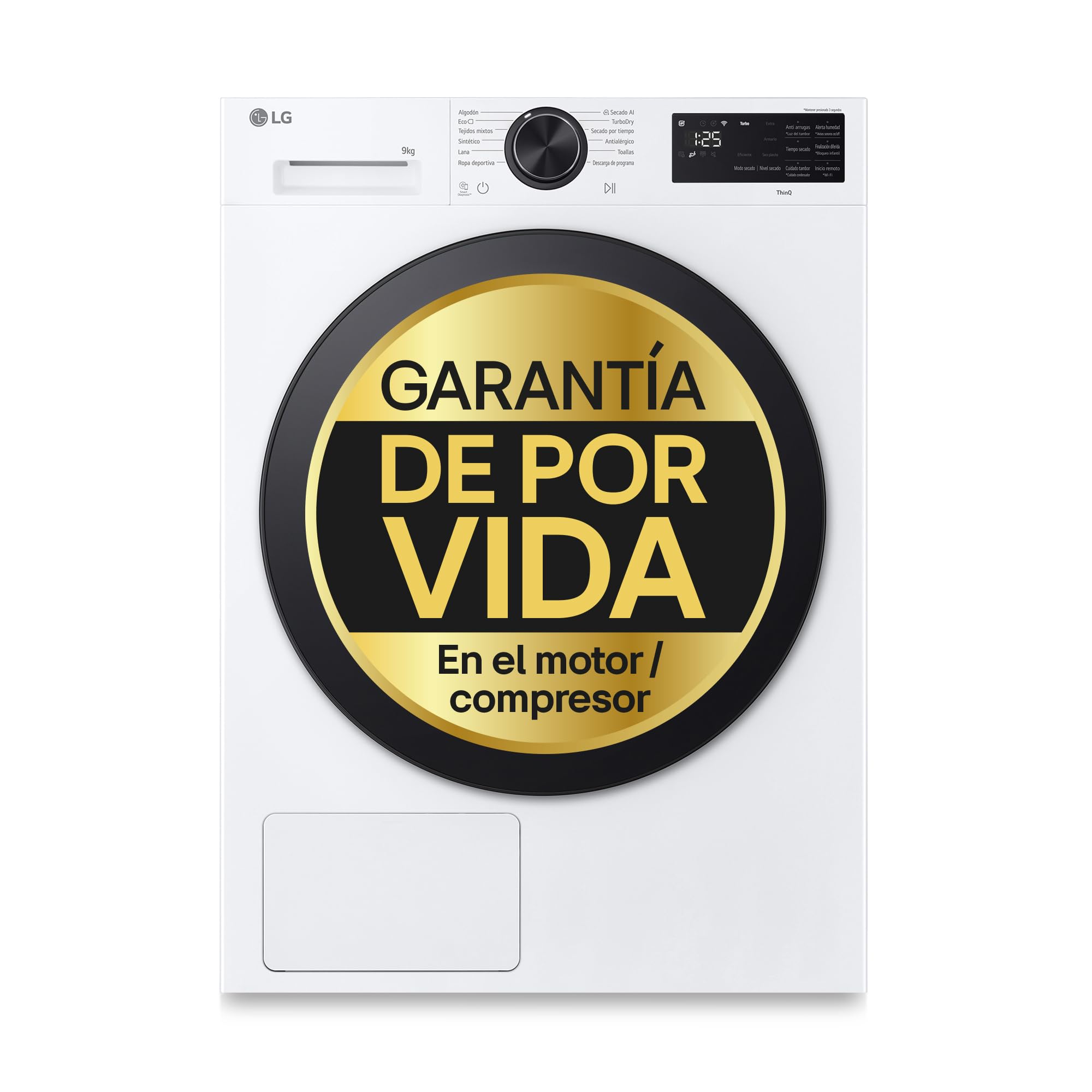 LG RHX5010TLB - Secadora con IA, Bomba Calor Dual Inverter, Blanca, 10kg