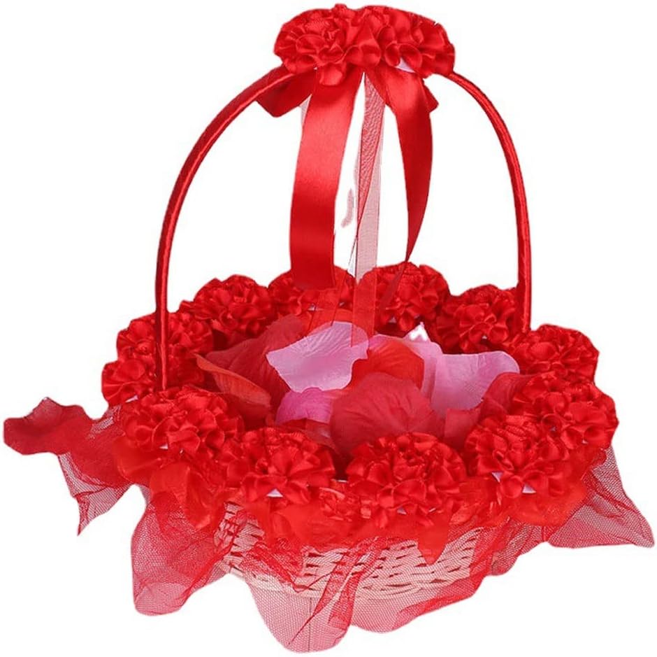 HBJWOV Wedding Hand-woven Flower Baskets Bridal Hand-held Lace Decoration Storage Basket
