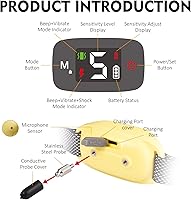 Vista 3 de Collar antiladridos para perro, collar de entrenamiento antiladridos con pitido de vibración de choque, collar recargable con 5 sensibilidades