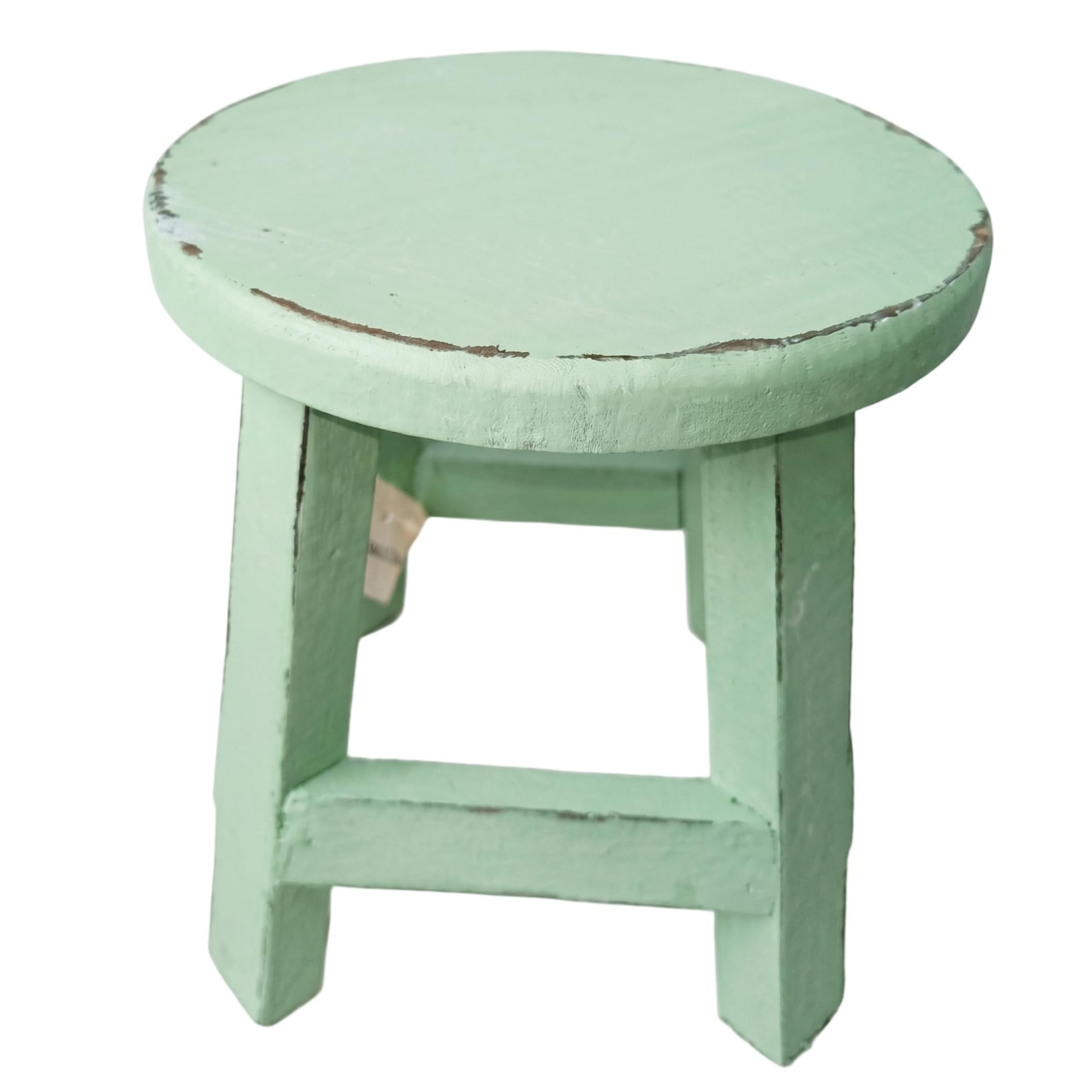 6.50" D X 7.09" H Wooden Stool, Multipurpose Plant Stand Wood for Indoor Outdoor Flower Pot Holder, Small Seat for Garden, Patio, Home Decor, Green