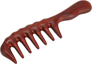 Pente de madeira, pente de madeira natural de dentes largos pente de massagem para o couro cabeludo massagem sem estático pente de cabelo de sândalo pente de madeira para homens e mulheres massageador