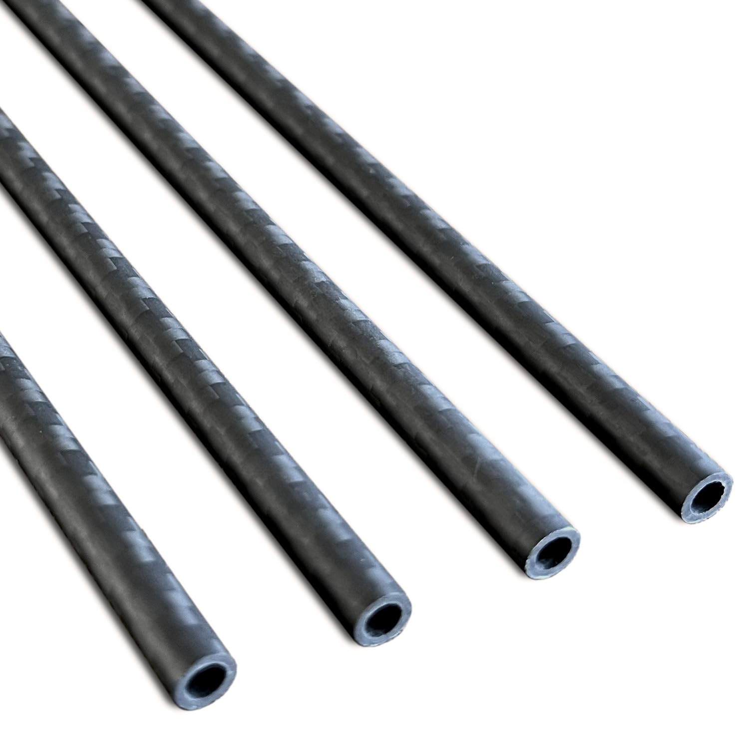 4 tubos de fibra de carbono de 6 mm x 4 mm x 500 mm, 6 ~ 50 mm disponibles, acabado mate envuelto en rollo 3K.