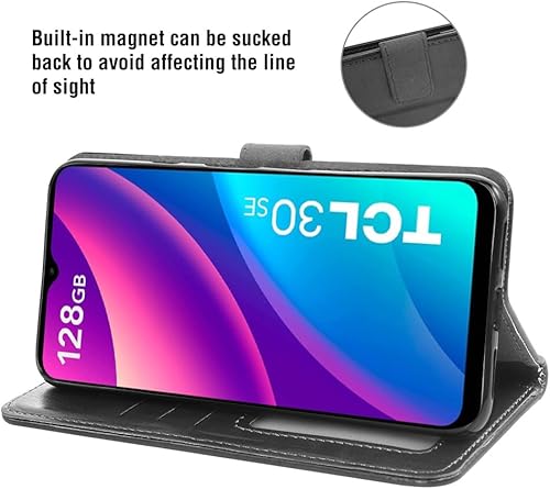 Miniatura 3 de Asuwish Compatible con TCL 30 SETCL 30530630E, protector de pantalla de vidrio templado y cubierta de cuero con tapa para tarjetero, accesorios para
