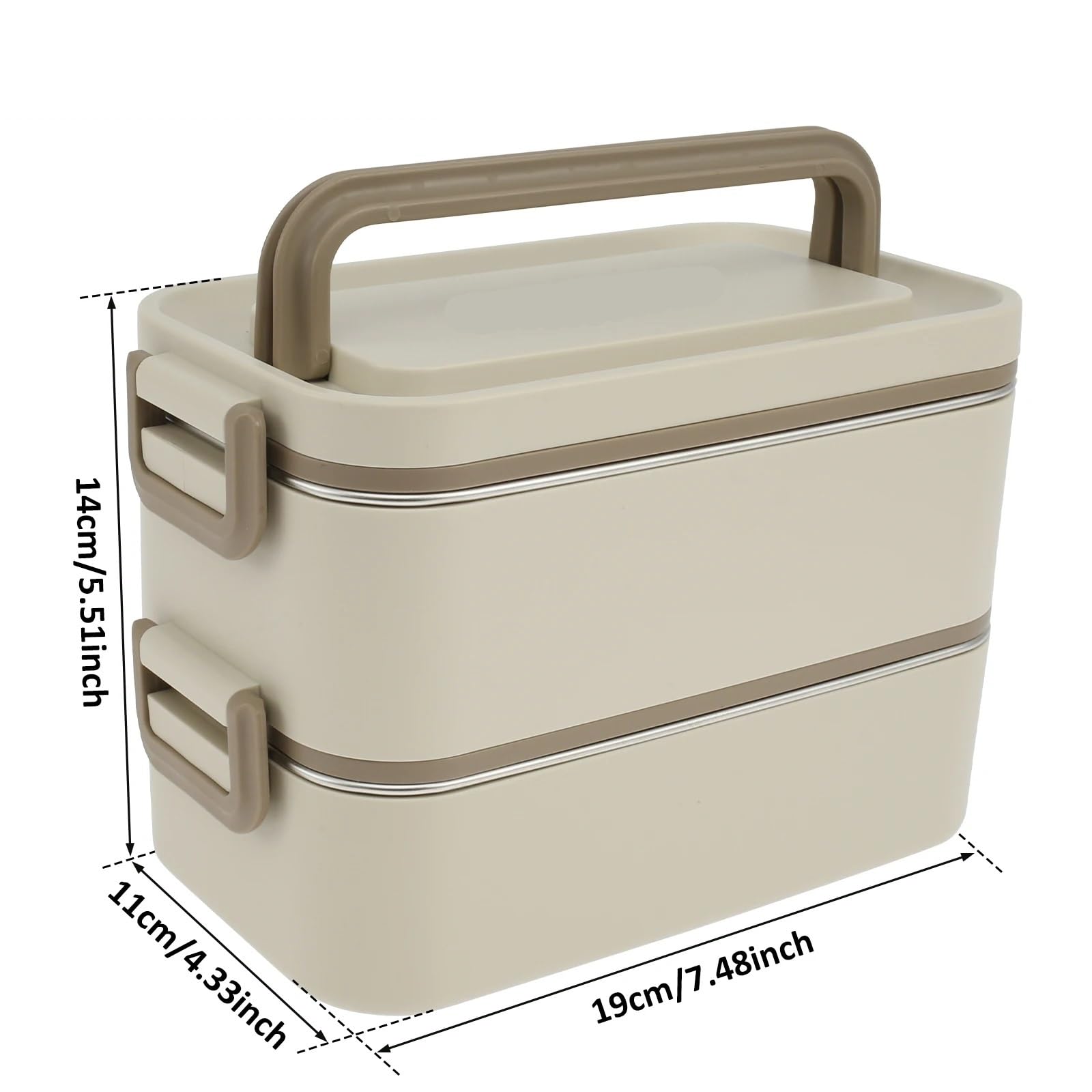 Schiscetta Pranzo Contenitore for alimenti portatile impilabile in acciaio inossidabile a 2 livelli, contenitore for alimenti da 2 litri
