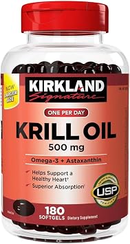 KIRKLAND Signature Krill Oil 500mg, 180 Softgels