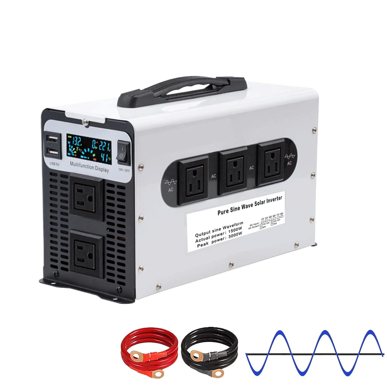 Przetwornica czystej fali sinusoidalnej 1500 W 5 gniazdek AC
