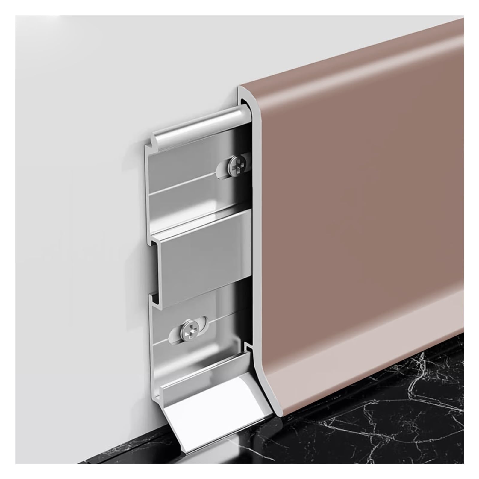 Battiscopa Rivestimento modanatura battiscopa in alluminio, 1,5/2,4/3,2 pollici X 4,1 piedi Base da parete in metallo Rivestimento battiscopa in alluminio, coperture decorative per battiscopa(Brown 2p