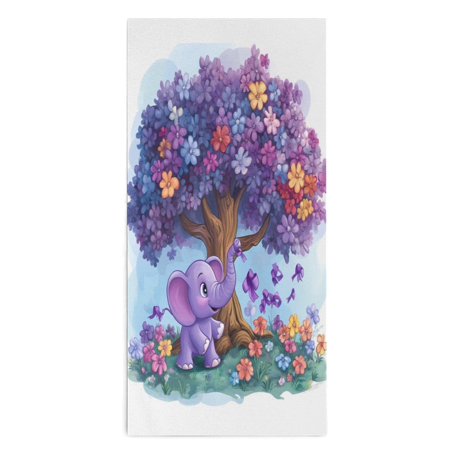TXFBTRFSA Alzheimers Awareness Purple Ribbon Elephant Hand Towels for Adult Face Towel Bath Beach Swim Accessories