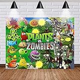 Plants and Zombie Backdrop PVZ Poster Plants vs. Zombies Supplies for 1st Boys Newborn Kids Baby Shower Party Home Decorations Background Studio Photography Photo Props Banner