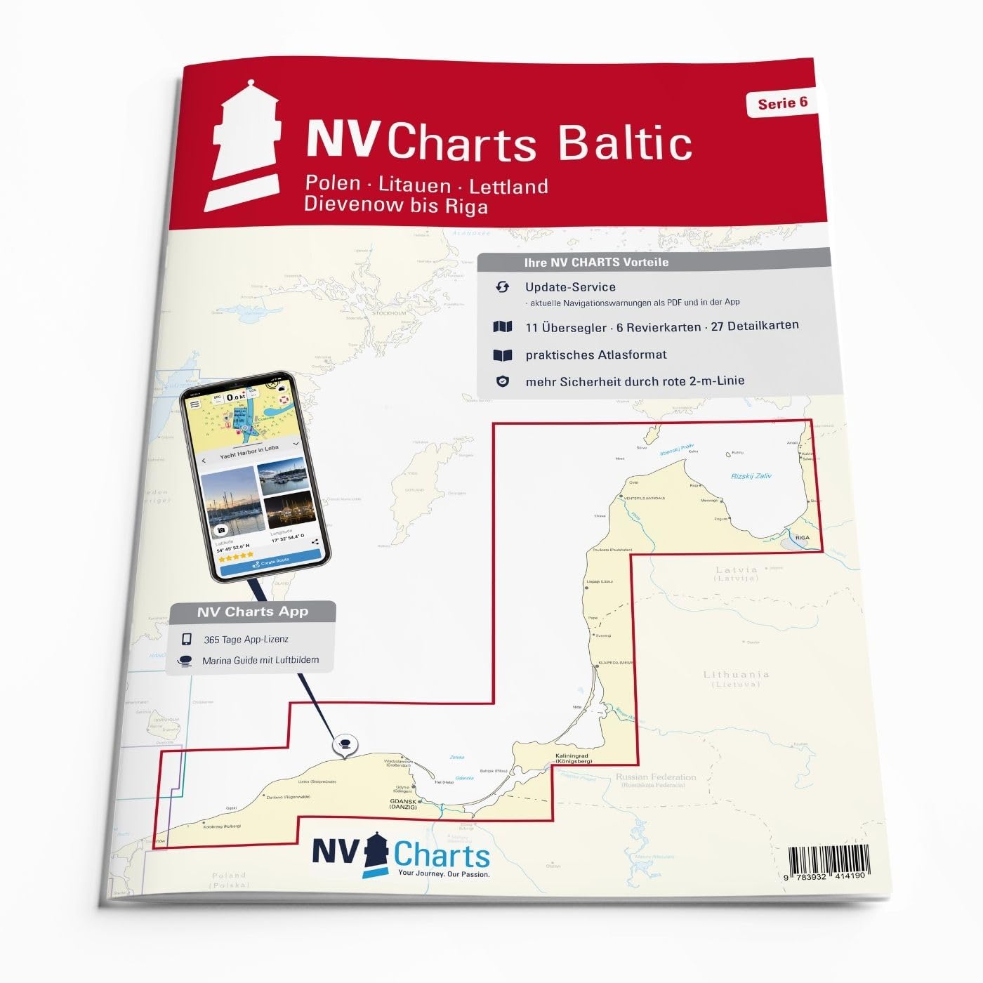 NV Atlas Serie 6 mit App Lizenz - Seekarte Ostsee - Polen - Littauen - Lettland