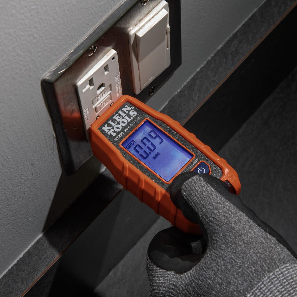 Klein Tools RT250KIT Tester di tensione senza contatto e tester di presa GFCI con LCD e torcia elettrica, kit di test elettrici di tensione