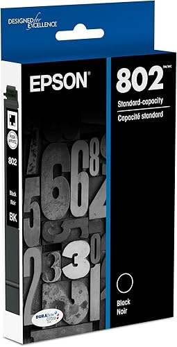 Epson T802520 T802 DURABrite cartuchos de tinta de capacidad estándar, ultra color, Negro