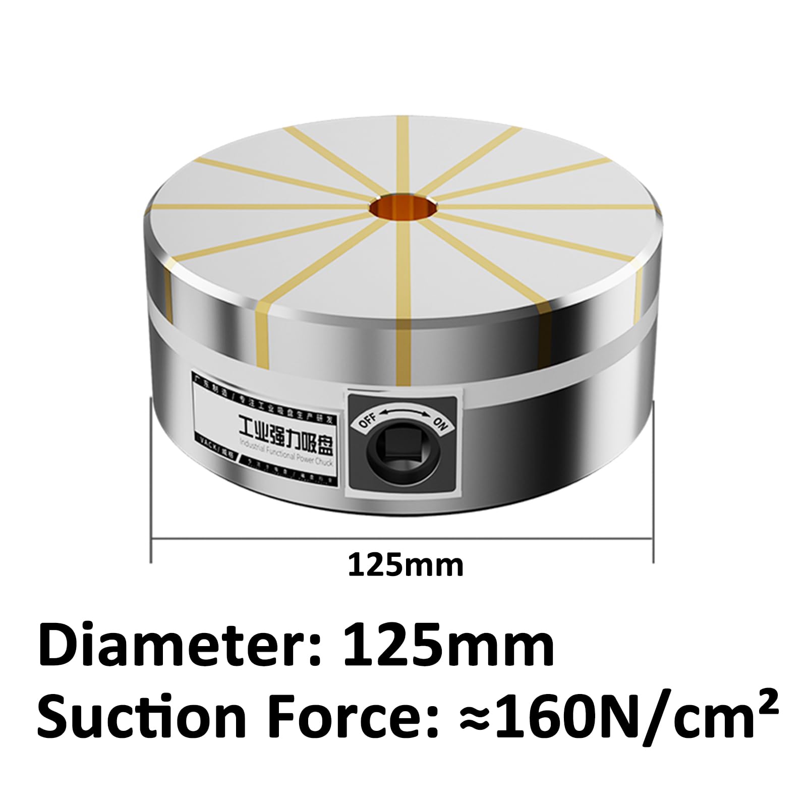 Okrągły stały uchwyt magnetyczny 12,7 cm, przełącznik mechaniczny, siła trzymania 160 N/cm², siła magnetyczna, do frezarek, strugarek