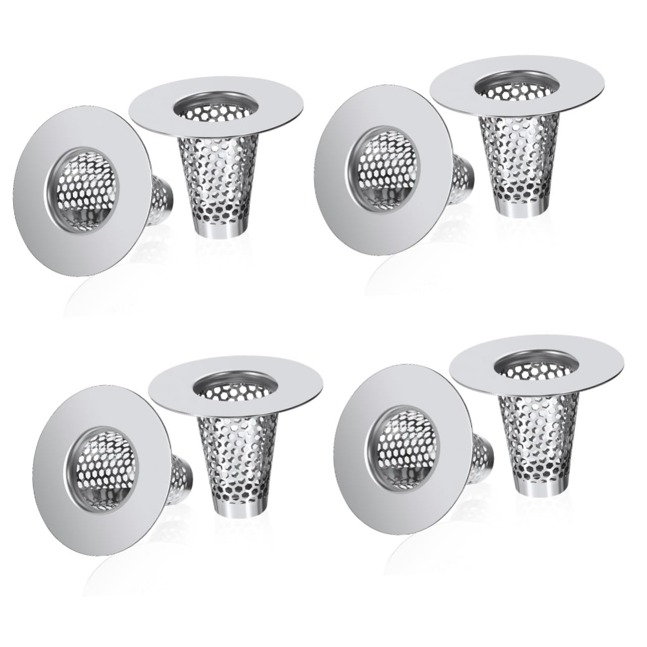 POPETPOP Filtros De Acero Inoxidable Cubiertas De Coladores Desagües De Acero para Fregaderos Desagües De Baño Colector De Lavabo Tapón De Trampa De Drenaje 6 Piezas x 4