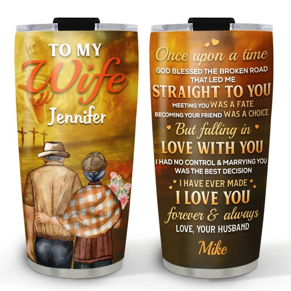 dekcanu Personalized To My Wife 20oz Tumbler Cup Gift for Wife From Husband on Valentines Day Anniversary Day