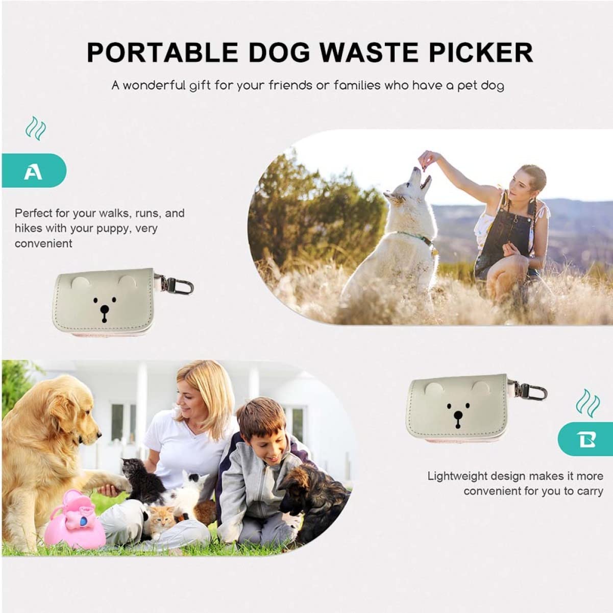 Didiseaon Sacchetto per Escrementi di Cane Robusto Sacchetto per Escrementi di Cane Borsa Portaoggetti Portatile Stile Coreano Orso Uso Duraturo