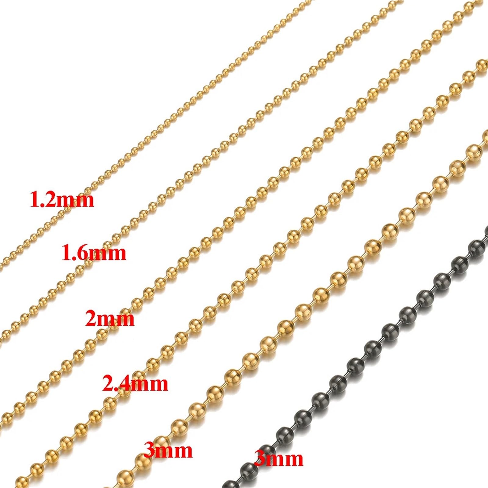 Catene Catena a sfere in acciaio inossidabile 5 metri 1, mm 2,3 Perline for creazione di gioielli fai da te(Gold Color,Beads 2mm)