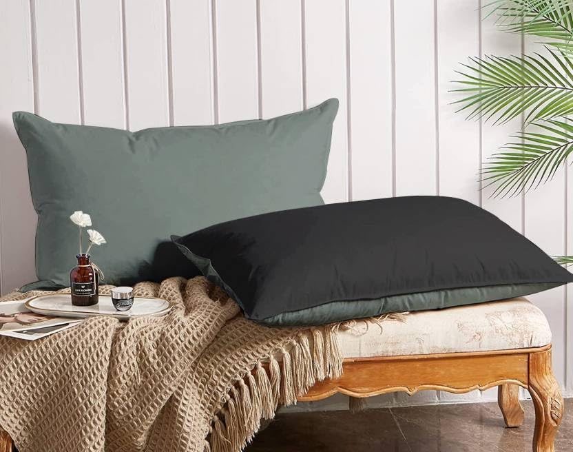 Texlux Microfiber Pillow Set of 2 for Sleeping 17 Inch X 27 Inch - Grey Black