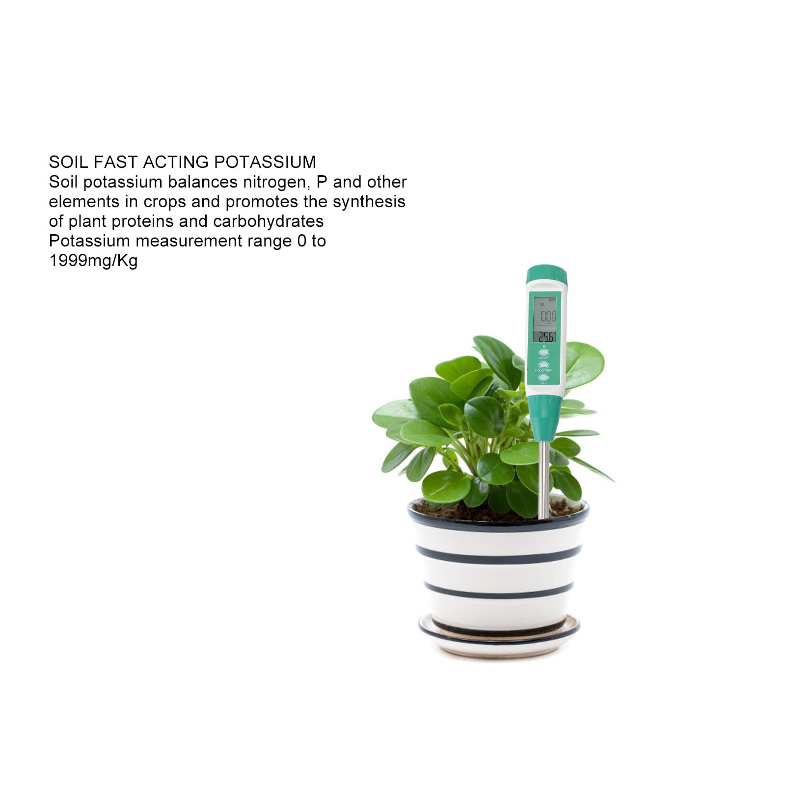 Probador de Suelo NPK, Analizador de Nitrógeno y Potasio con Pantalla Retroiluminada Grande y Apagado Automático, para Plantación en Invernadero Gestión de Fertilizantes