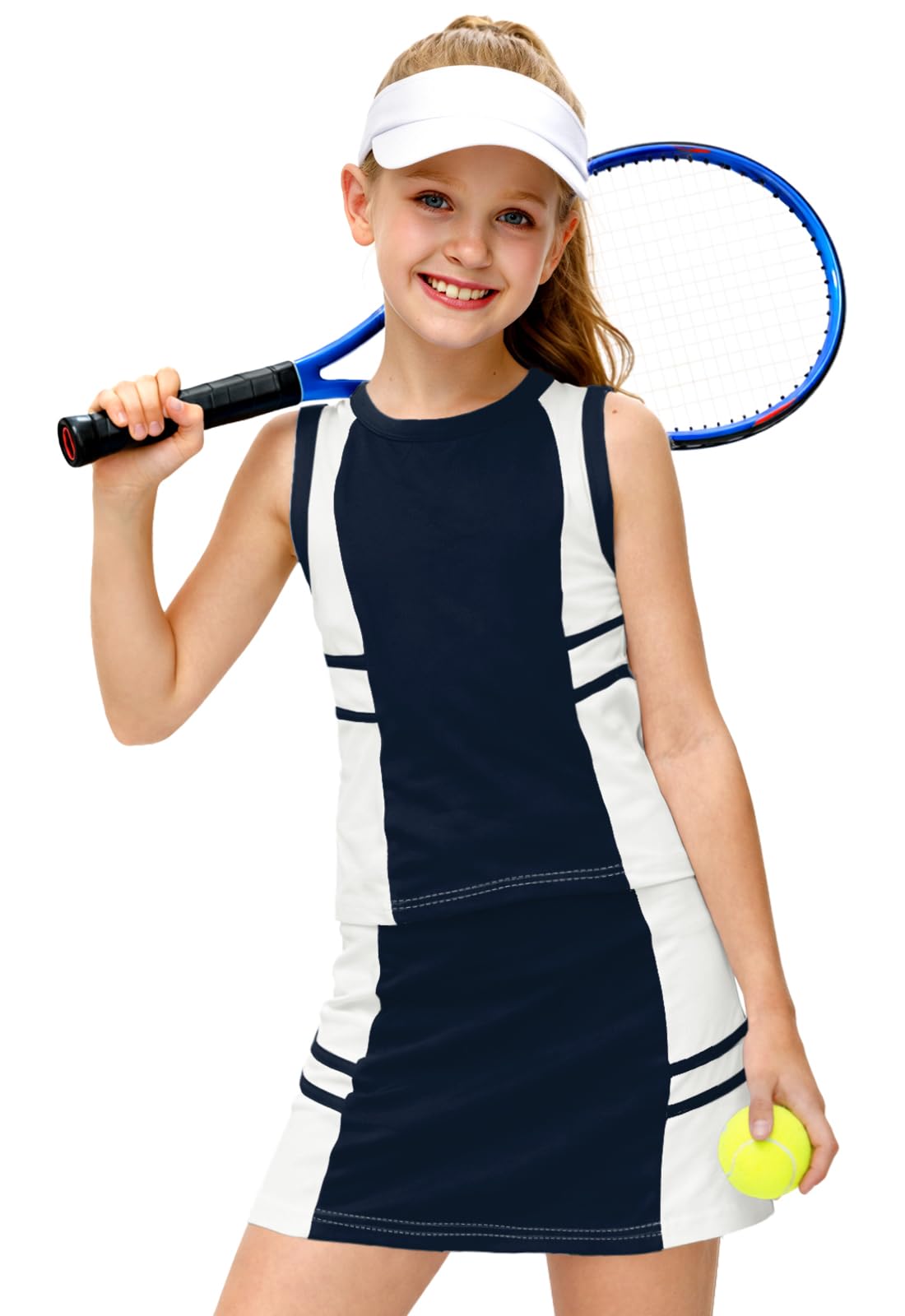 AOBUTE Girls Tennis Golf Outfit Tank Top and Skirt with Shorts Set 4-12 Years