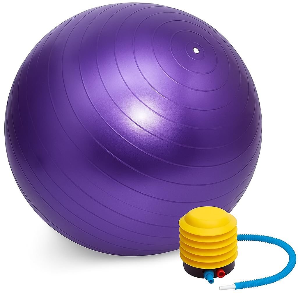 Bola de Pilates Yoga Fitness 75 cm com Bomba – Suporte até 150 kg – Treino de Abdômen,