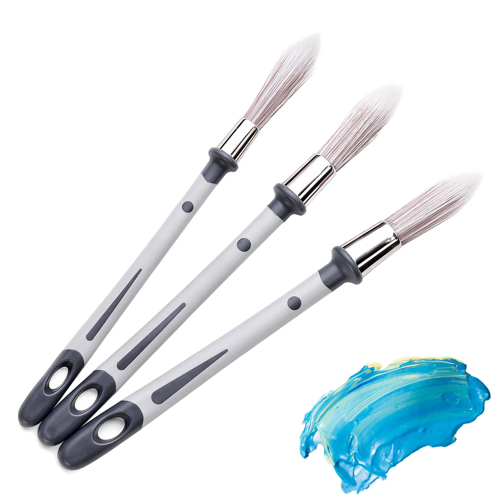 Msjuwek 3 Pcs Small Paint Brushes Set for Decorating Walls, Fine Edge Fitch Brush for Painting Trim, Corners, Edging & Touch Up, 1 Inch Paintbrush Tool for DIY Baseboard & Radiator