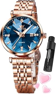 Women Watch Fashion Rose Gold Diamond Analog Quartz Female Watches for Women Luxury Dress Ladies Stainless Steel Luminous Waterproof Date Wristwatches