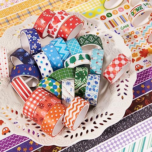 image for emmoolife 50 Rolls Washi Tape Set, 15mm Wide Rainbow Colored Tape Aest