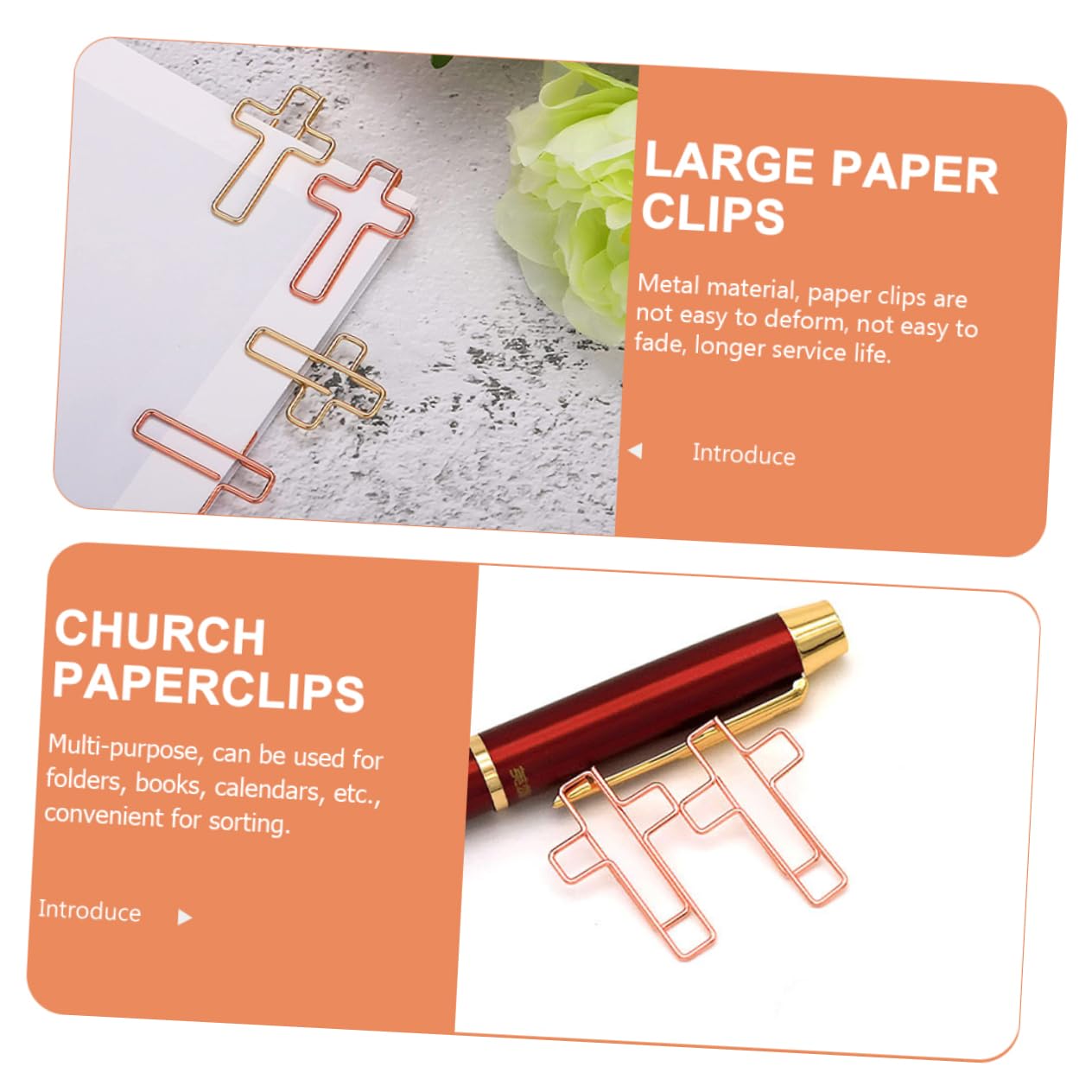 VILLCASE 10 Pezzi fermaglio a croce graffette pastello grandi graffette porta graffette graffetta graffette graffette clip nere pinze per carta graffetta a croce Metallo Rose Gold
