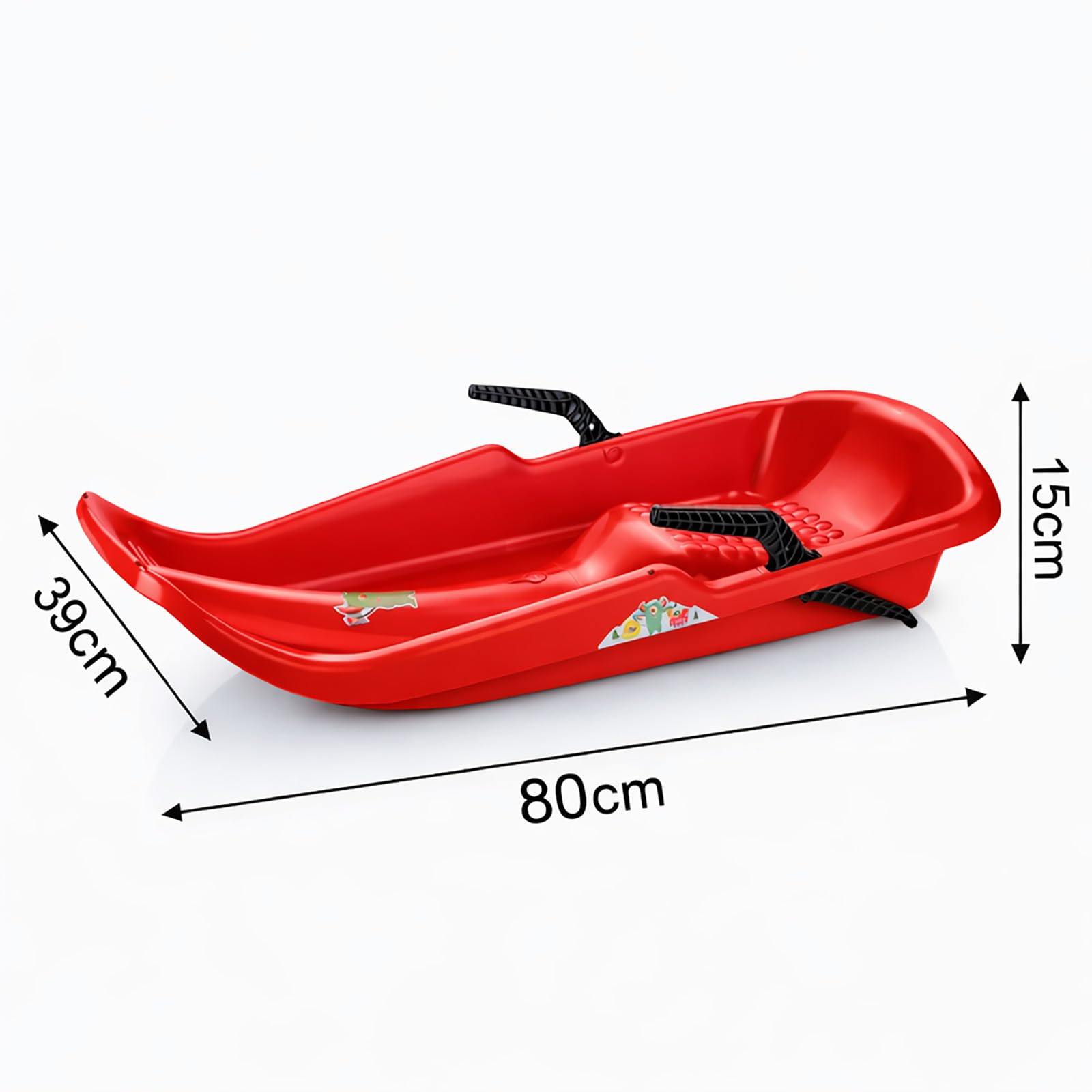 Schlitten Twister mit Bremsen 80 cm Kinderrodel Rot Antirutsch Winterspaß | Handbremsen, Schlittenleine, bis 50 kg belastbar, ab 3 Jahren, robuster Kunststoff, leicht lenkbar, Winterspaß, langlebig