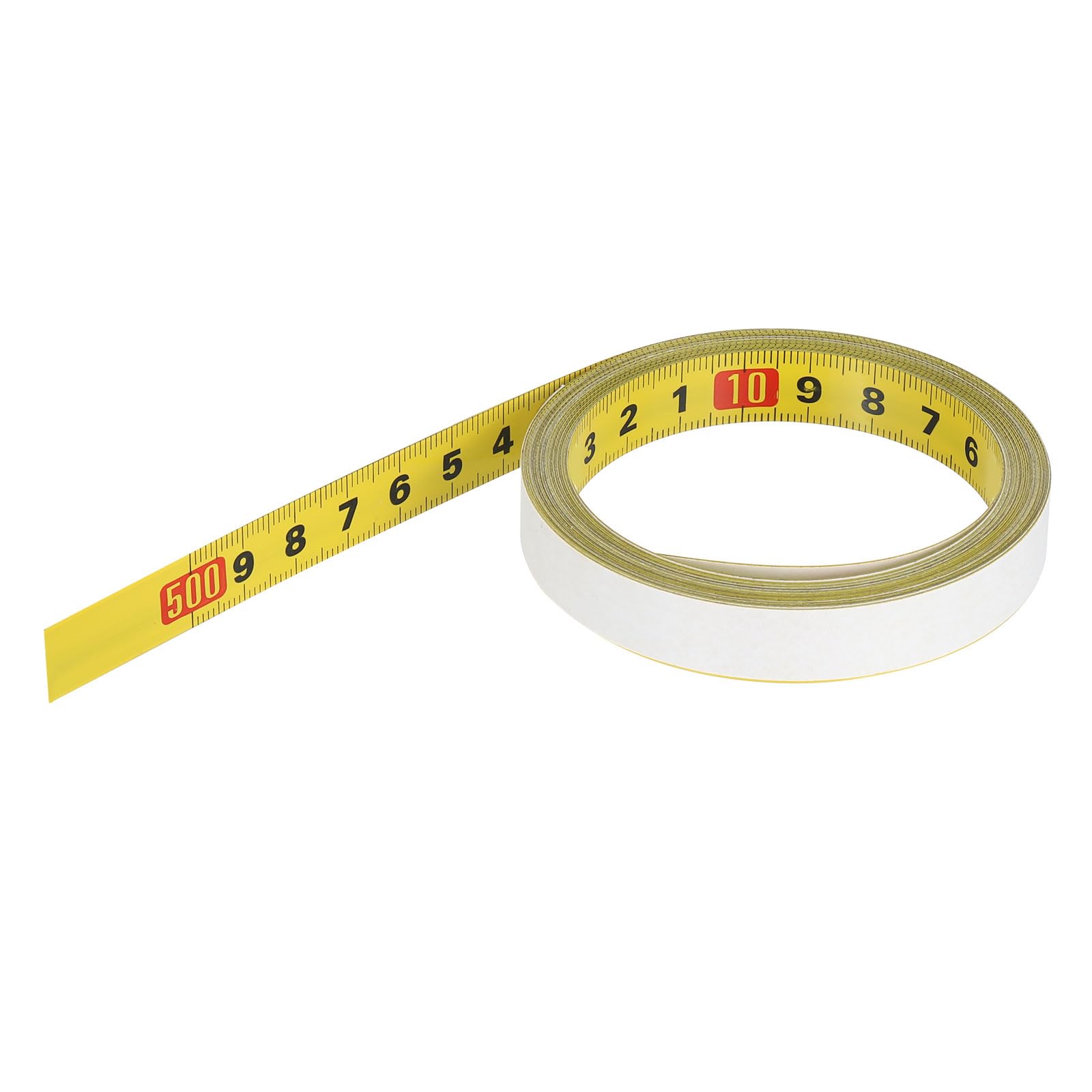 PATIKIL Regla Adhesiva de 16.4 Pies, Cinta Métrica Autoadhesiva de Acero de Derecha A Izquierda, Regla de Banco con Adhesivo para Carpintería, Costura, Mesa de Dibujo, Amarillo