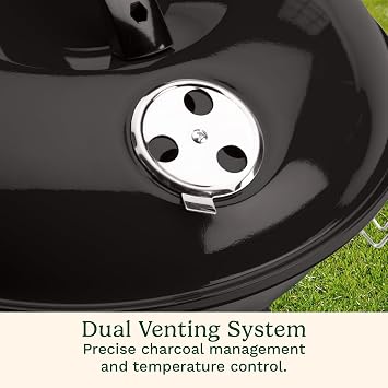 Cuisinart 14 Portable Charcoal Grill, Tabletop Outdoor Small Grill with Locking Lid and Dual Vents, Chrome Plated Travel Size BBQ Perfect for Camping, Tailgates, Cookouts, Black