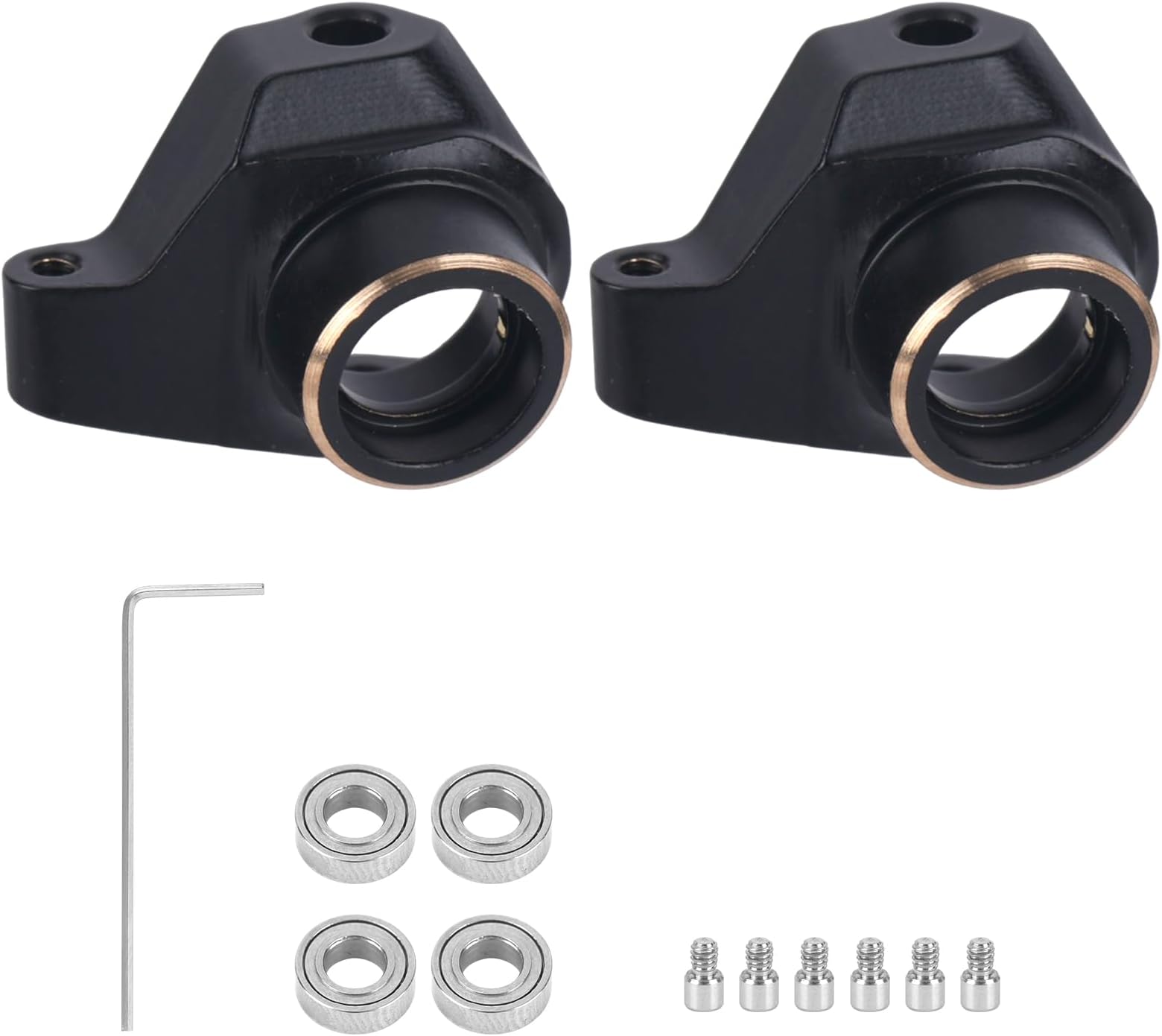 2pcs Brass Steering Knuckles with 4 Bearings, Brass Steering Cup Upgrades Parts Compatible with 1/30 Axial SCX30 Adventure RC Crawler