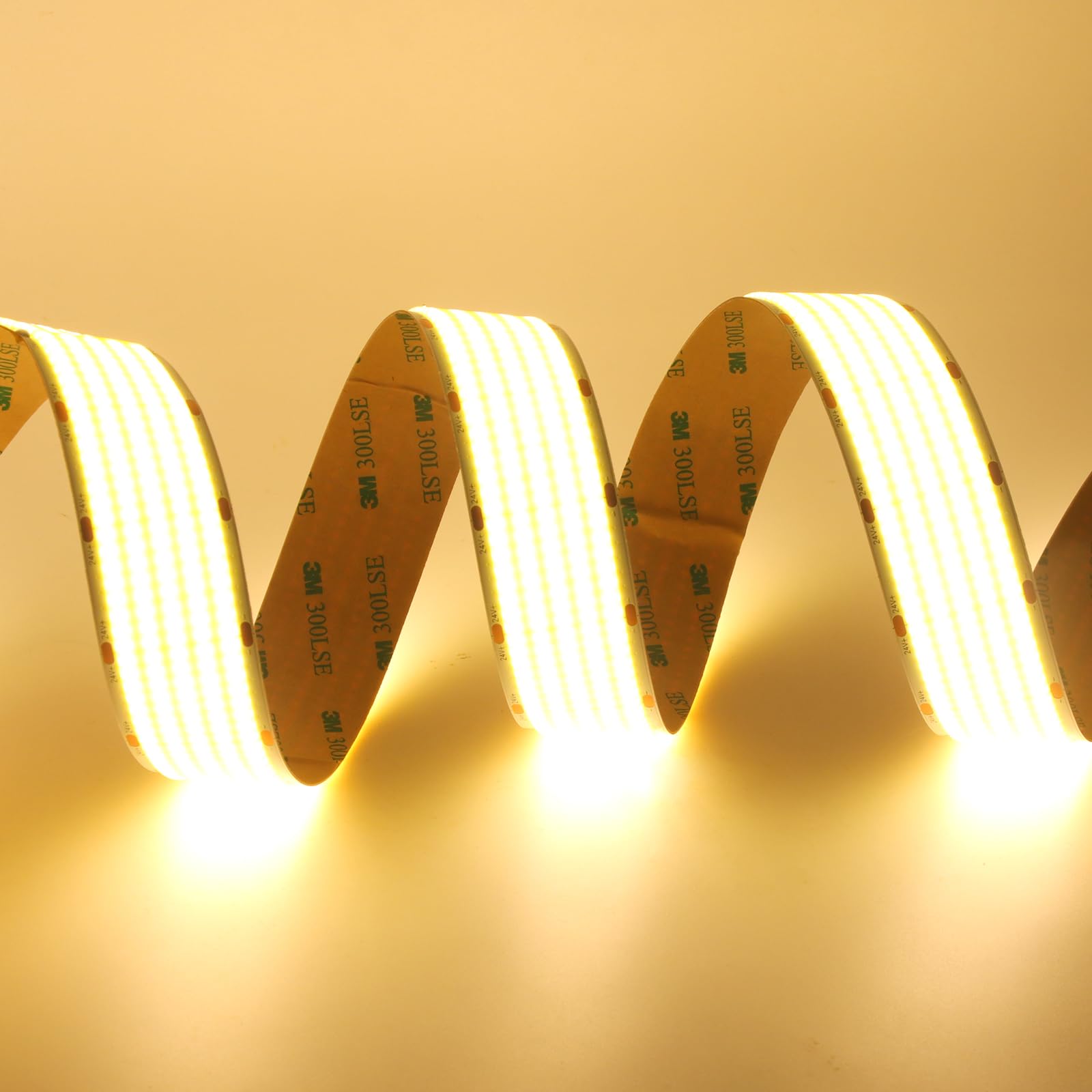 KAFULA 30MM COB LED Light Strip - 0.5M 24V Super Bright LED Fairy Light CRI90+ | 1600 LEDs | Warm White 3000K | Easy DIY Home Decoration Installation [Power Supply not Included]