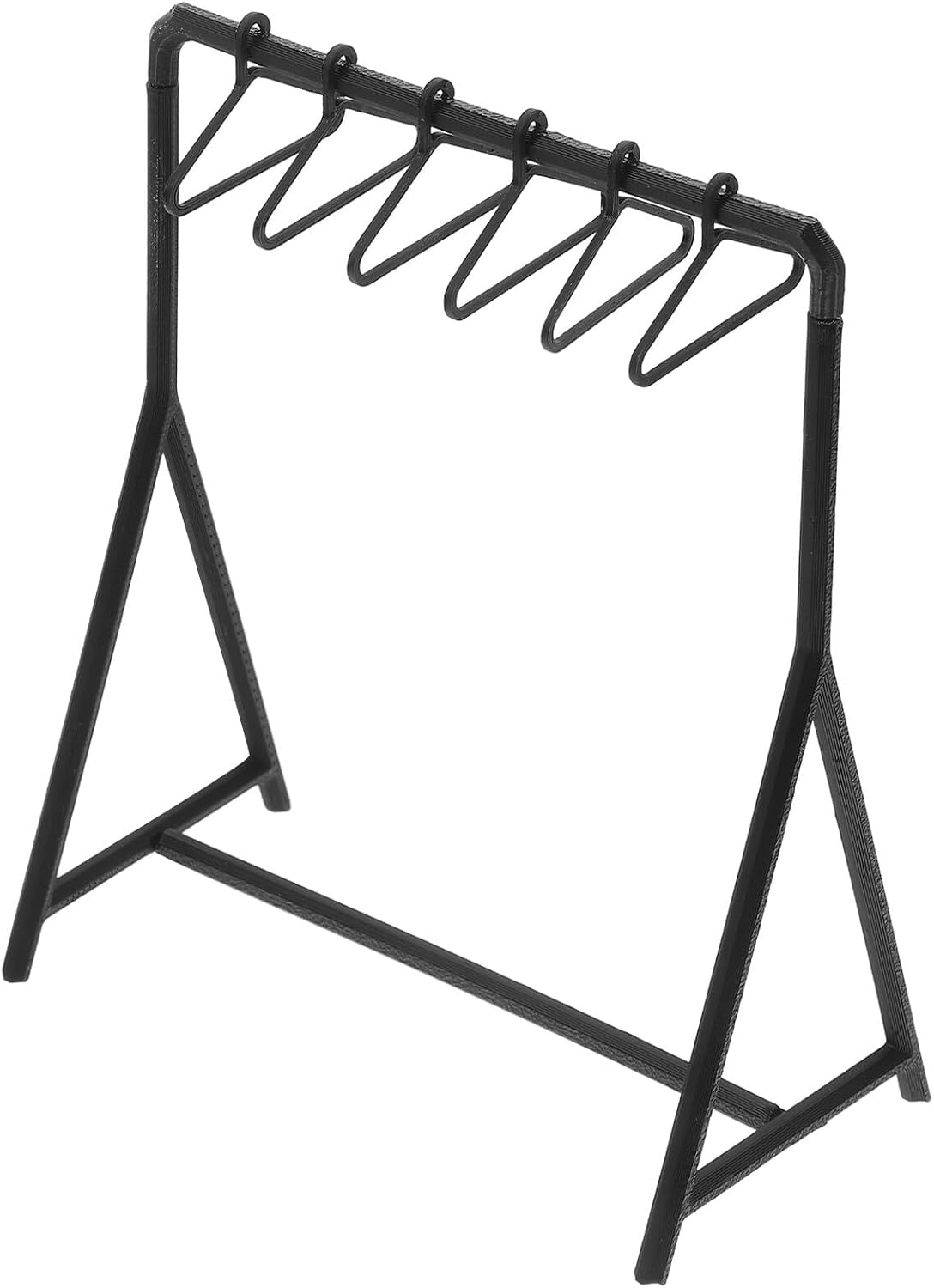 12 Scale Black Doll Clothes Rack for Dollhouse Furniture Accessories and Miniature Storage Set