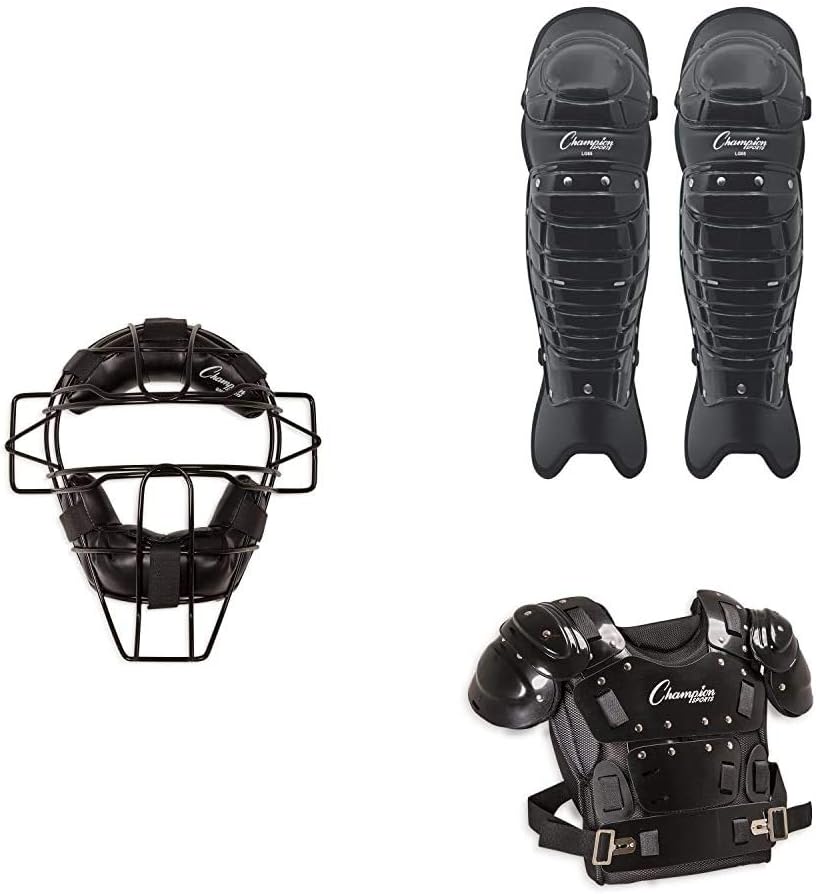 Champion Sports Baseball Adult Umpire Kit: Chest Protector, Leg Guards, and Mask Set Bundle