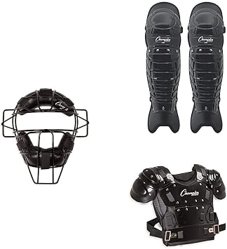 Champion Sports Baseball Adult Umpire Kit Chest Protector, Leg Guards, and Mask Set Bundle