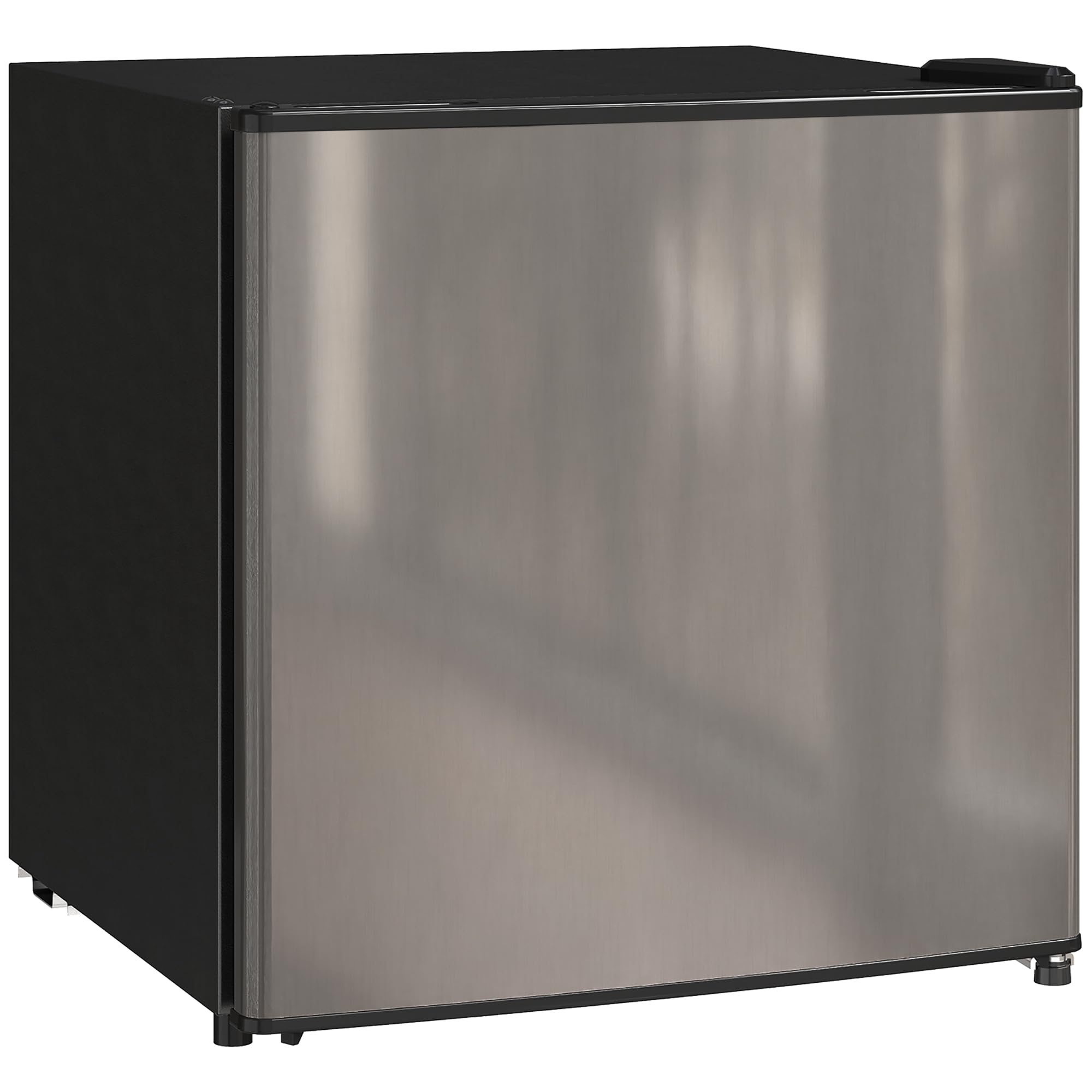 HOMCOM Mini Frigorifero da Tavolo 46 Litri, Frigo Piccolo con Scomparto per Ghiaccio, Porta Reversibile, Temperatura Regolabile e Piedini per Camera da Letto, Ufficio, Colore Argento