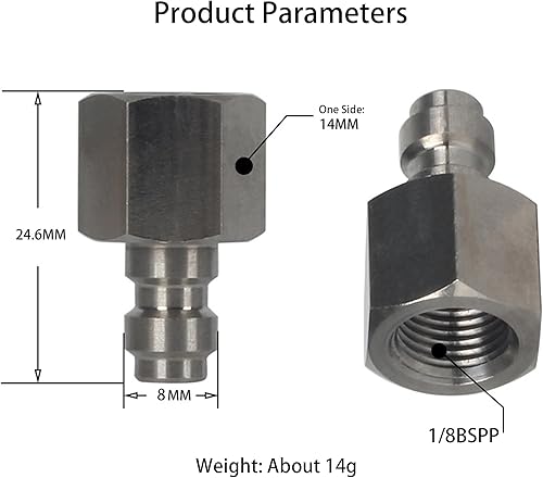 Miniatura 7 de Adaptador de enchufe de desconexión rápida de 0.315 in, rosca hembra NPT de acero inoxidable de 18 pulgadas, accesorios de carga PCP Paintball con