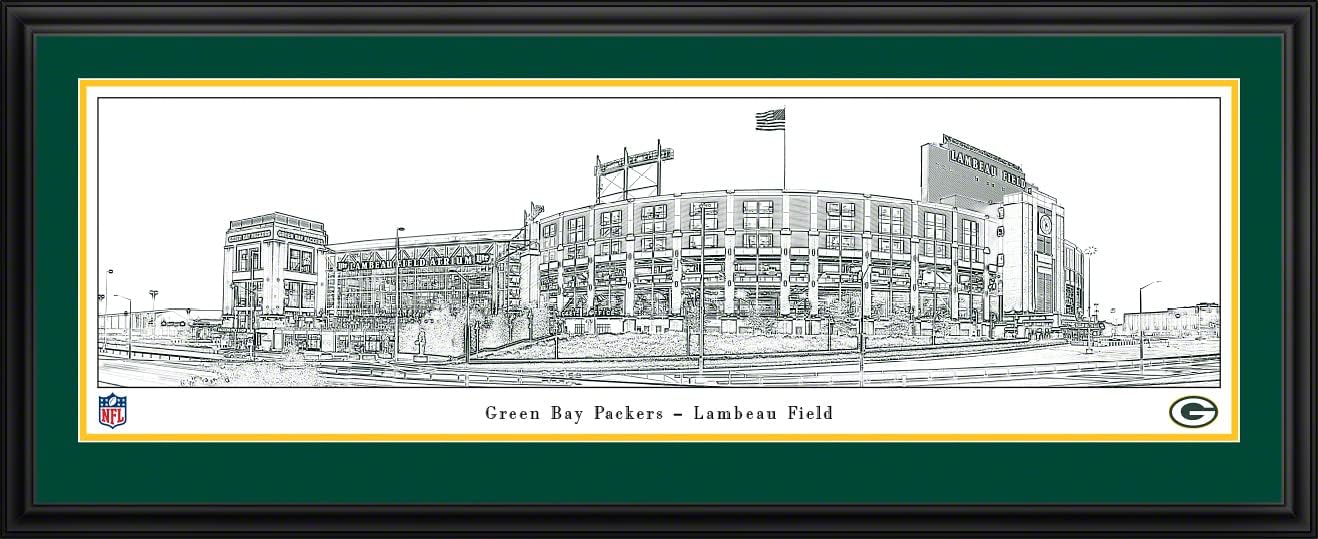 Lambeau Field, Home of The Green Bay Packers - Black & White Line Art by Blakeway Panoramas