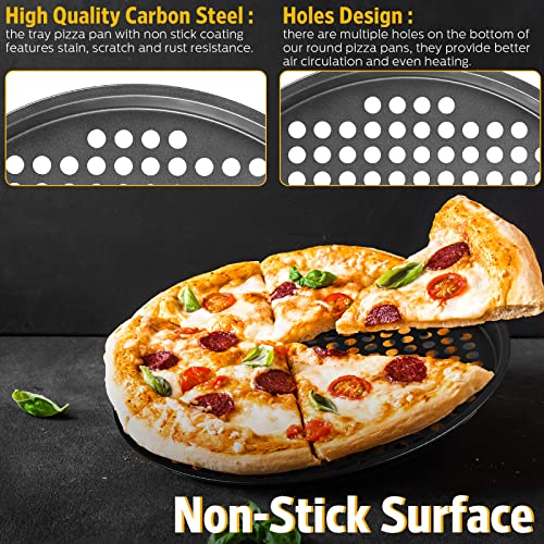 6 Pack 12 Inch Pizza Pans With Holes And Pizza Cutter Wheel Pizza Server, Nonstick Carbon Steel Pizza Tray For Oven Bakeware Pizza Pan For Oven Large Round Pizza Pans For Home Restaurant Kitchen #TOP3