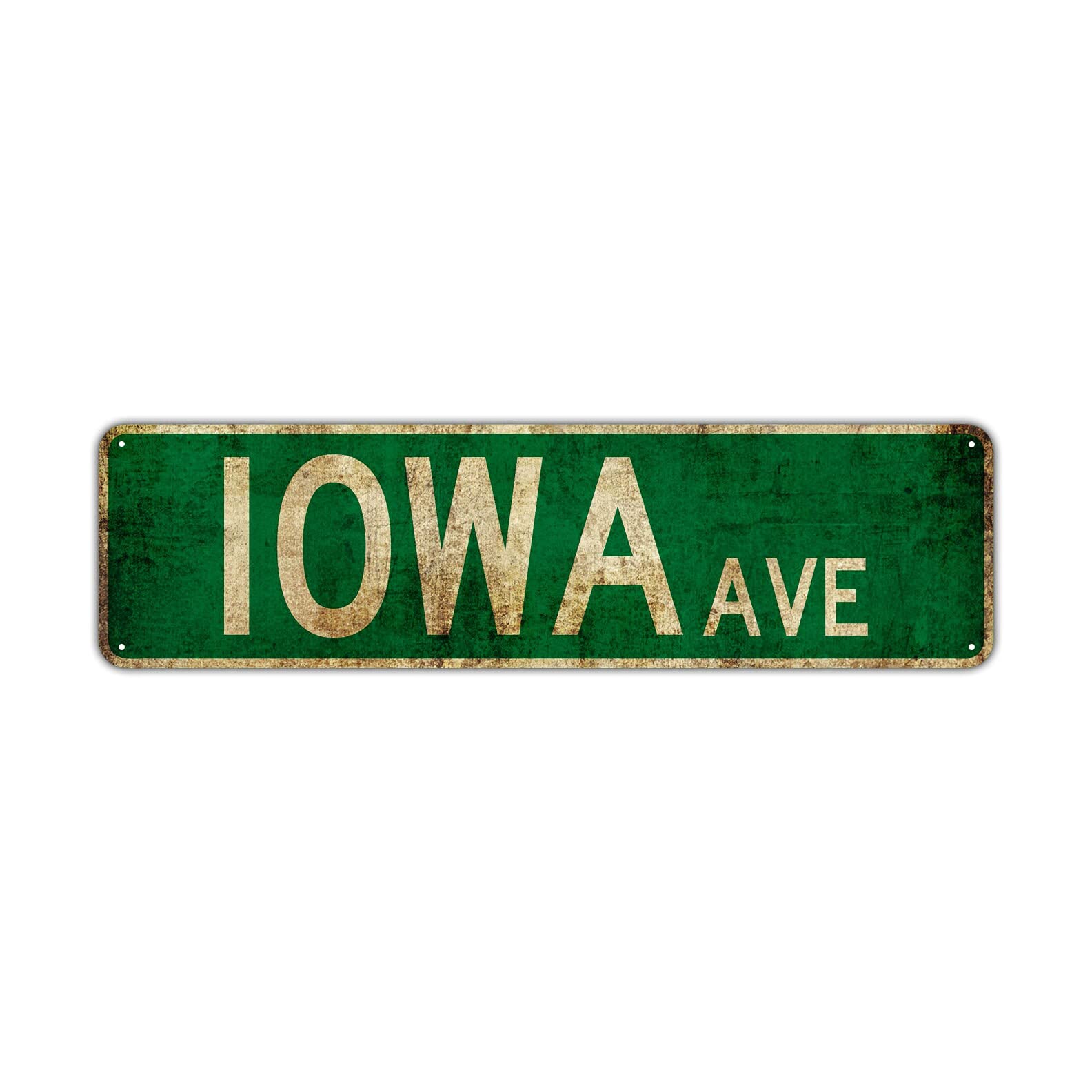 HOUVSSEN Iowa Ave Street Sign Rustic Vintage Retro Metal Decor Wall Shop Man Cave Bar Posters Tin Sign Metal Art Street Sign Wall Decoration Family Street Corner Garage Courtyard Corridor 4x16 Inch