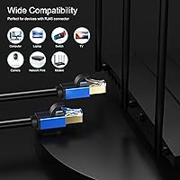 Vista 5 de Cable Ethernet Cat7 de 6 pies, cable Cat7 para exteriores, triple blindaje, SSTP 10 Gbps 600 MHz, cable de conexión Ethernet para módem router LAN