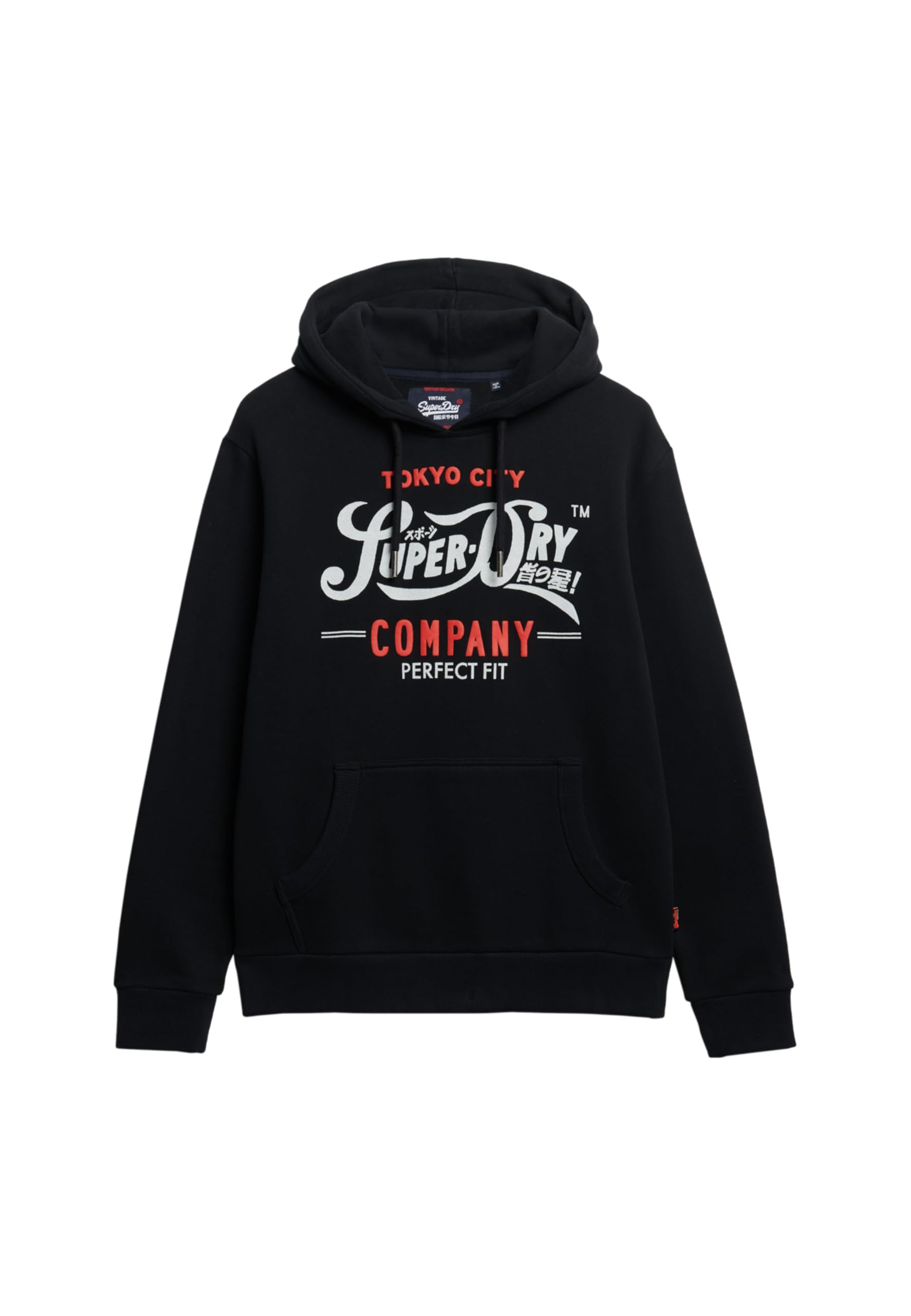 Superdry Men's Noir Hooded Sweatshirt Perfect Fit Script