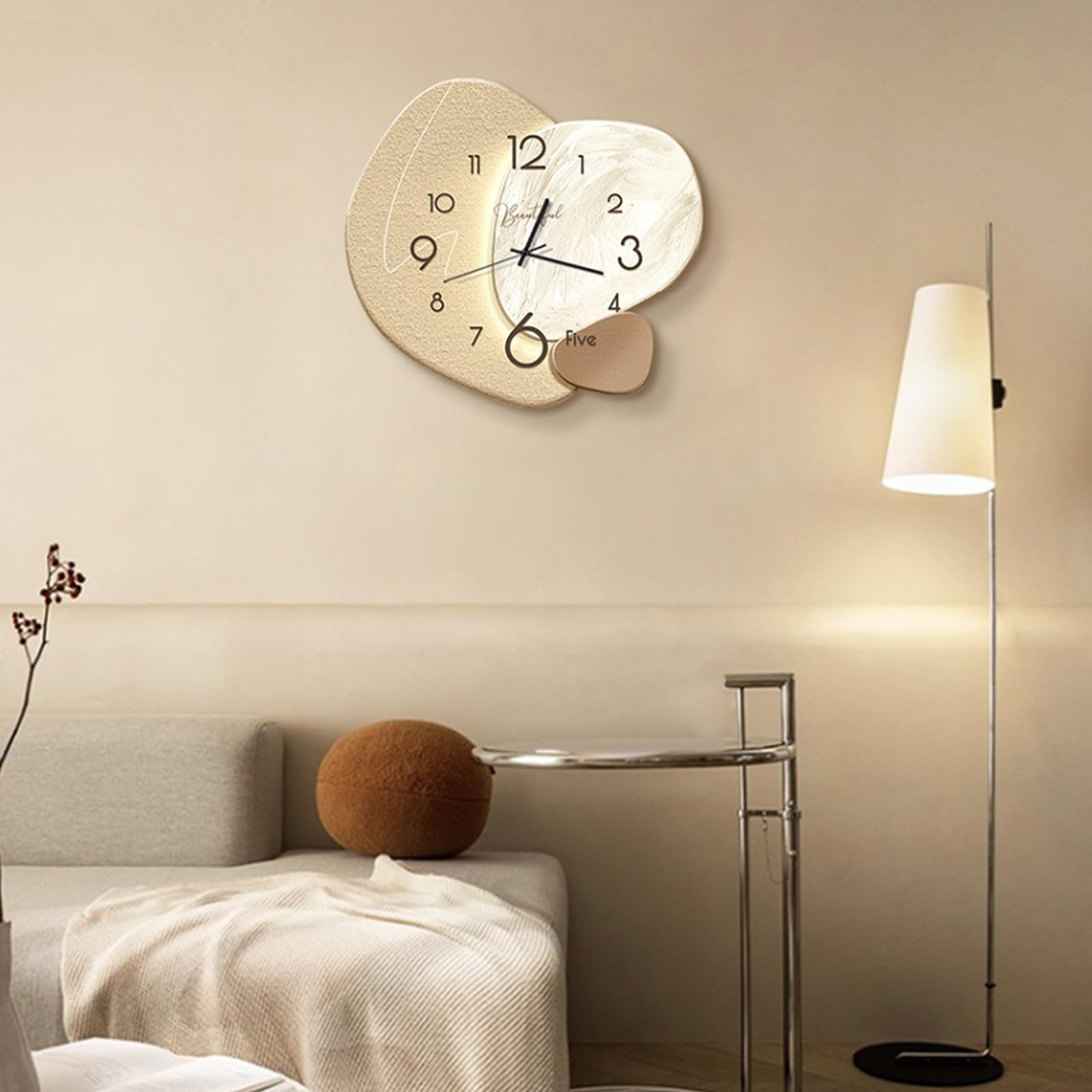Ergocar Reloj De Pared, Silencioso Creativo, Moderno Porcelana Cristalina Estilo Nórdico, Decoración Batería para Escuela, Sala Estar, Cocina, Oficina