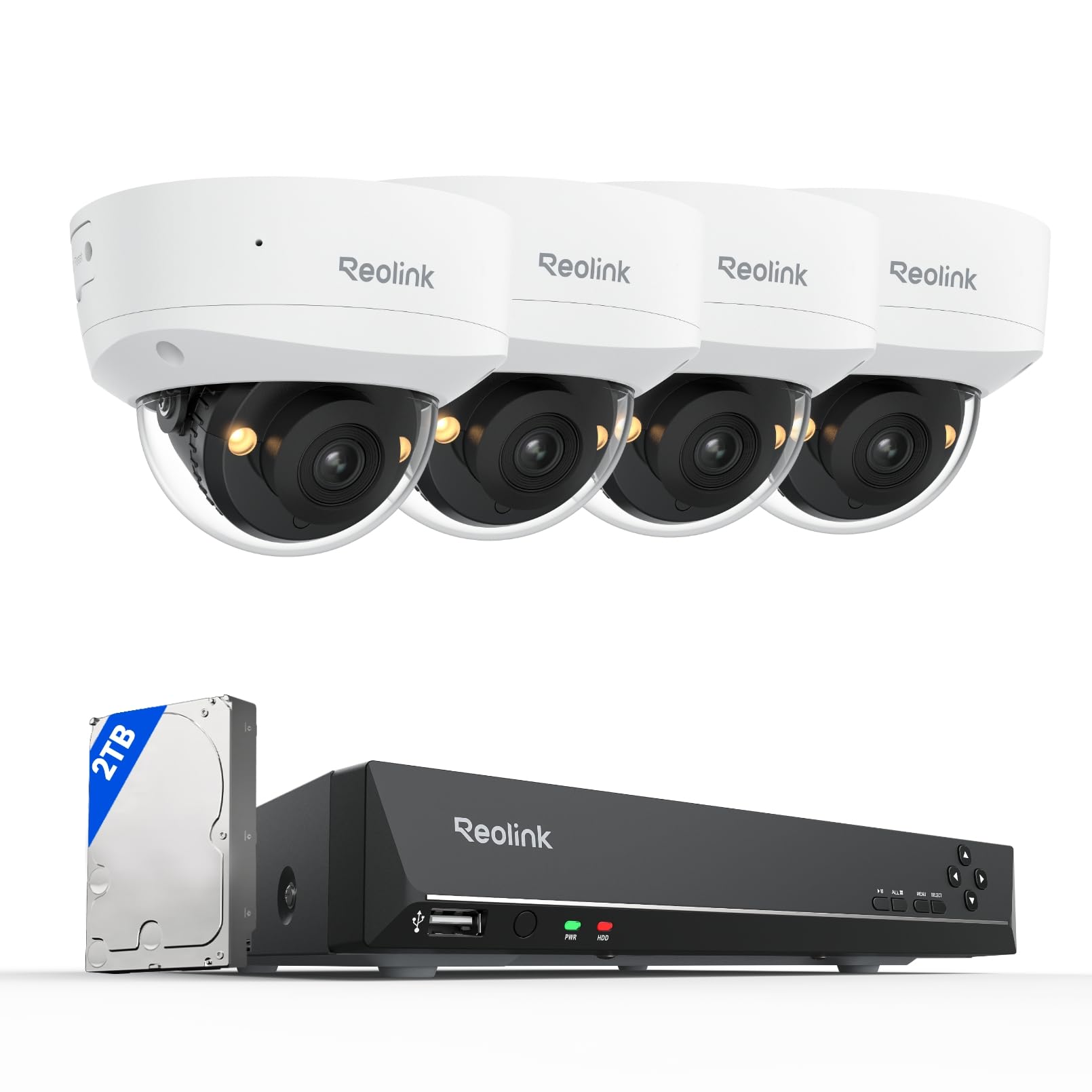 Reolink 4K Caméra de Surveillance PoE, 4X RLC-840A avec Anti-Vandalisme IK10, Détection Smart Personnes/Véhicules/Animaux, Ensemble 4K PoE NVR 8 Canaux avec Disque Dur de 2TO