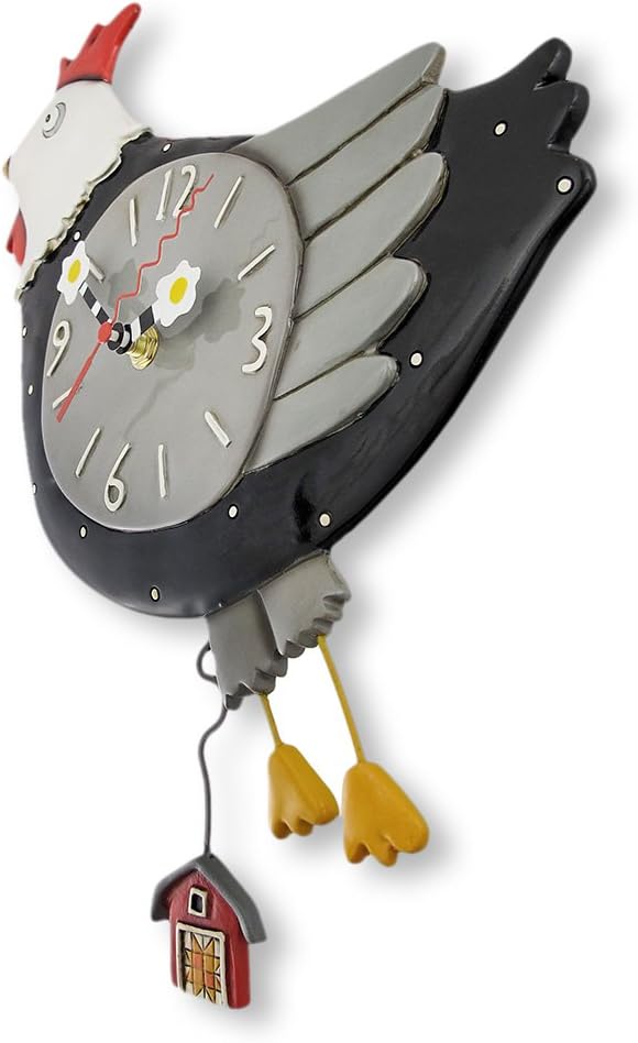 Allen Designs Flew the Coop Chicken Pendulum Clock Wall Clocks
