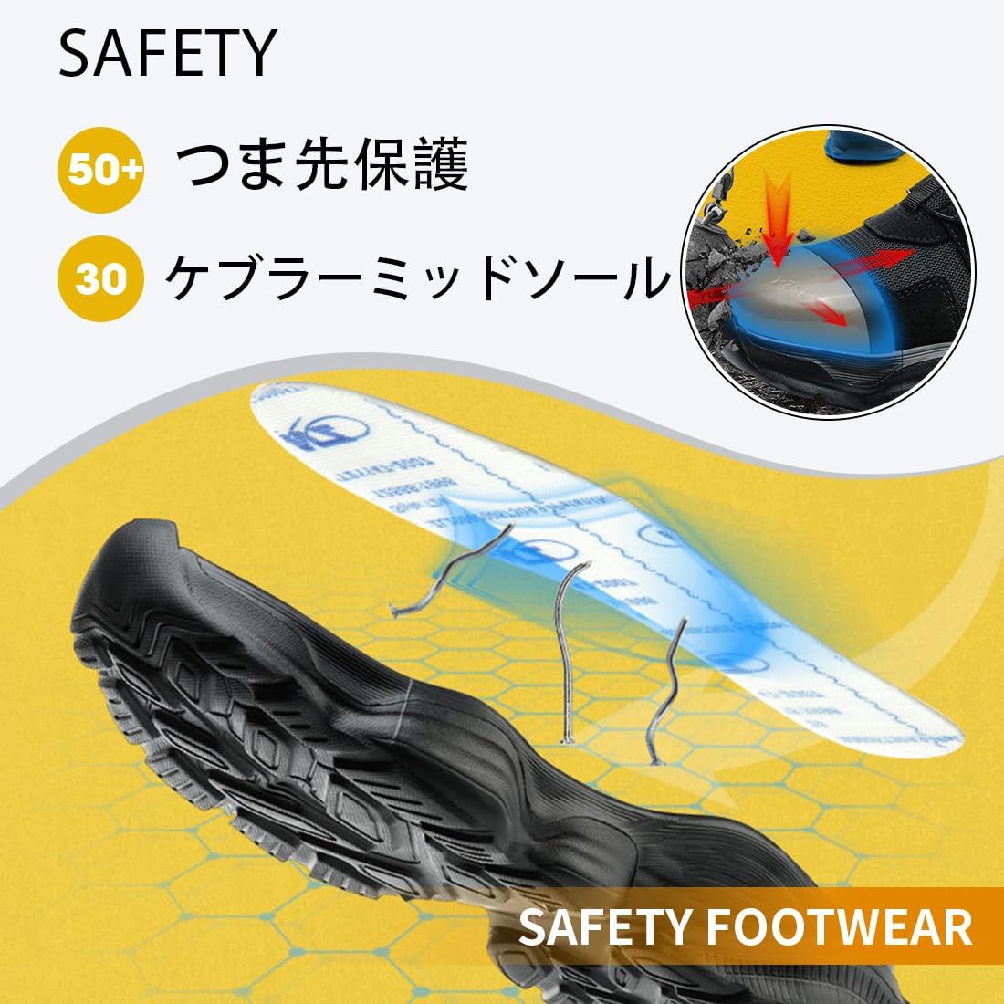 [FANGLI] セーフティスニーカー メンズ 安全靴 作業靴 軽量 耐滑 衝撃吸収 反射テープ マジック 先芯入り 帯電防止 作業