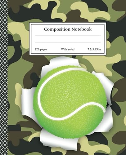 Tennis Camouflage Composition Notebook: Green Camouflage Pattern Sports Edition Composition Notebook for Boys, Girls and Kids | Wide ruled 120 pages ... | Notebook for home, school, college, office