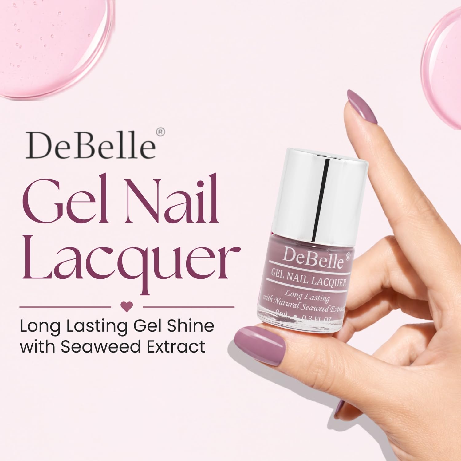 DeBelle Creme Finish Gel Nail Polish Majestique Mauve (Mauve), 8 Ml-Enriched With Natural Seaweed Extract, Cruelty Free, Toxic Free